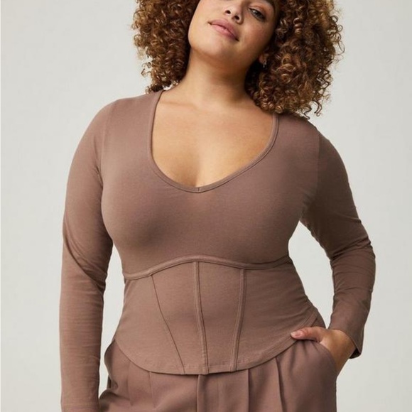 Torrid Deep Taupe Foxy V-Neck Corset Top - Picture 1 of 10